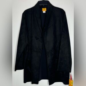 Ruby Rd. Black Ultra Suede Open Front Jacket/Slacks/Skirt Set